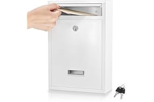 STNFAREBI Mailbox Wall Mounted, Steel Cover Metal Drop Box, 3.3" D x 8.5" W x 12.6" H, Weatherproof Secure Mail Box, Key Lock