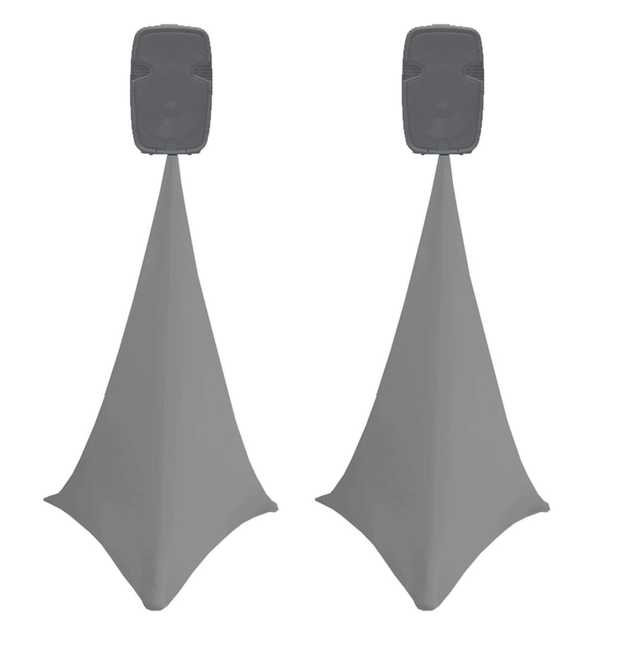 2x spandex stretch speaker stands scrims, DOUBLE SIDED tripod cover (dark grey)