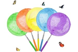 USATDD Kids Telescopic Butterfly Fishing Nets Great for Catching Insects Bugs Fish Caterpillar Ladybird Nets Outdoor Tools Colorful Extendable 34" Inch (5 Pack)