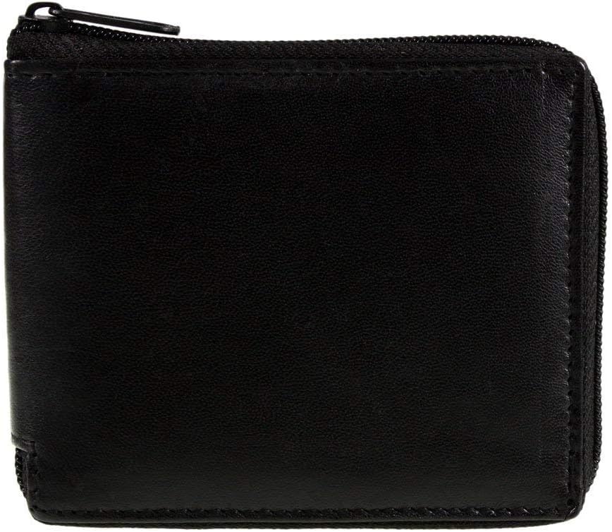 Wallets KingMens Soft Black Leather Zip Around Wallet Notecase