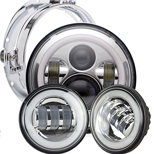 Turbo sii 7 inch chrome motorcycle daymaker led headlights white …