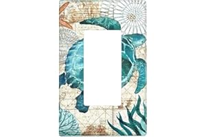 ULQUIEOR Sea Turtle Single Rocker Light Switch Cover Wall Plate Decorative Outlet 1 Gang Faceplate for Kids Girls Bedroom Kitchen Funny Room Decor 4.40" X 2.70"