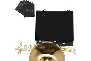 WINDIHOUES Trumpet Lyre, Trombone Lyre with Flip Folio Folder, 2 Silicone Clip, Includes 8 Pcs Double-Sided Flip Pages for Trombone, Cornet, Baritone and Marching Band Brass Instrument Accessory