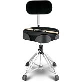 EASTROCK Drum Throne with Backrest 4 Leg,Heavy Duty Drum Stools Height Adjustable Motorcycle Style Swivel Drum Seat Drum Chair for Adult Drummer(Black)