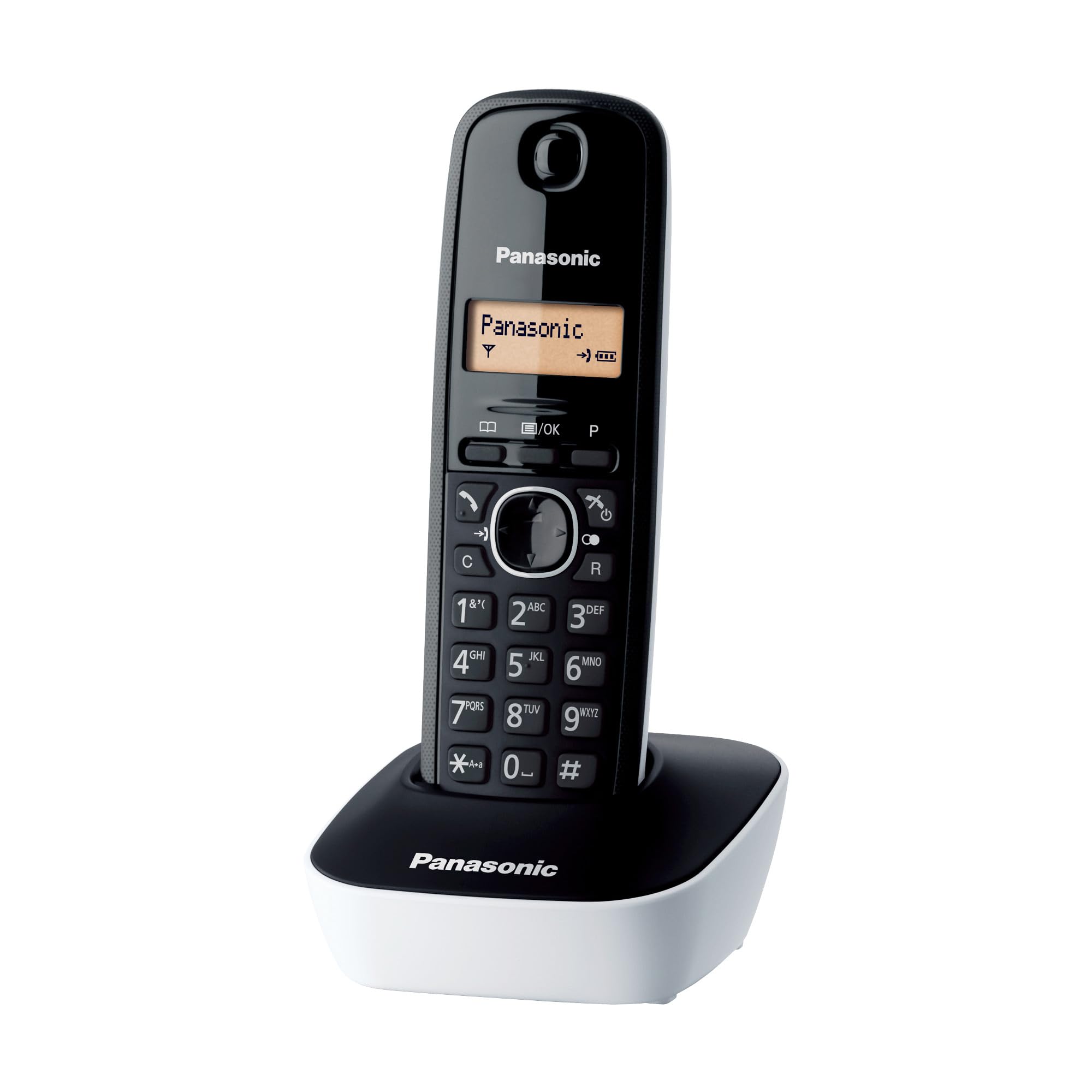 Panasonic KX-TG1611JTW Telefono Cordless Digitale, Unità Base e Ricevitore Singolo, ID Chiamante, Batteria Lunga Durata, Display LCD, Rubrica, Memoria di Riselezione, Sveglia, Bianco