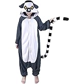 Funnyparty Lemur Pajamas Unisex Adult Jumpsuit Animal Cosplay Costumes Gray