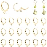 PH PandaHall 100 Pcs 24K Gold Plated Earring Hooks, 304 Stainless Steel Ear Wire Lever Back Earring Findings Golden Earwire with Open Loop for DIY Earring Jewelry Making,14.5x12x2mm