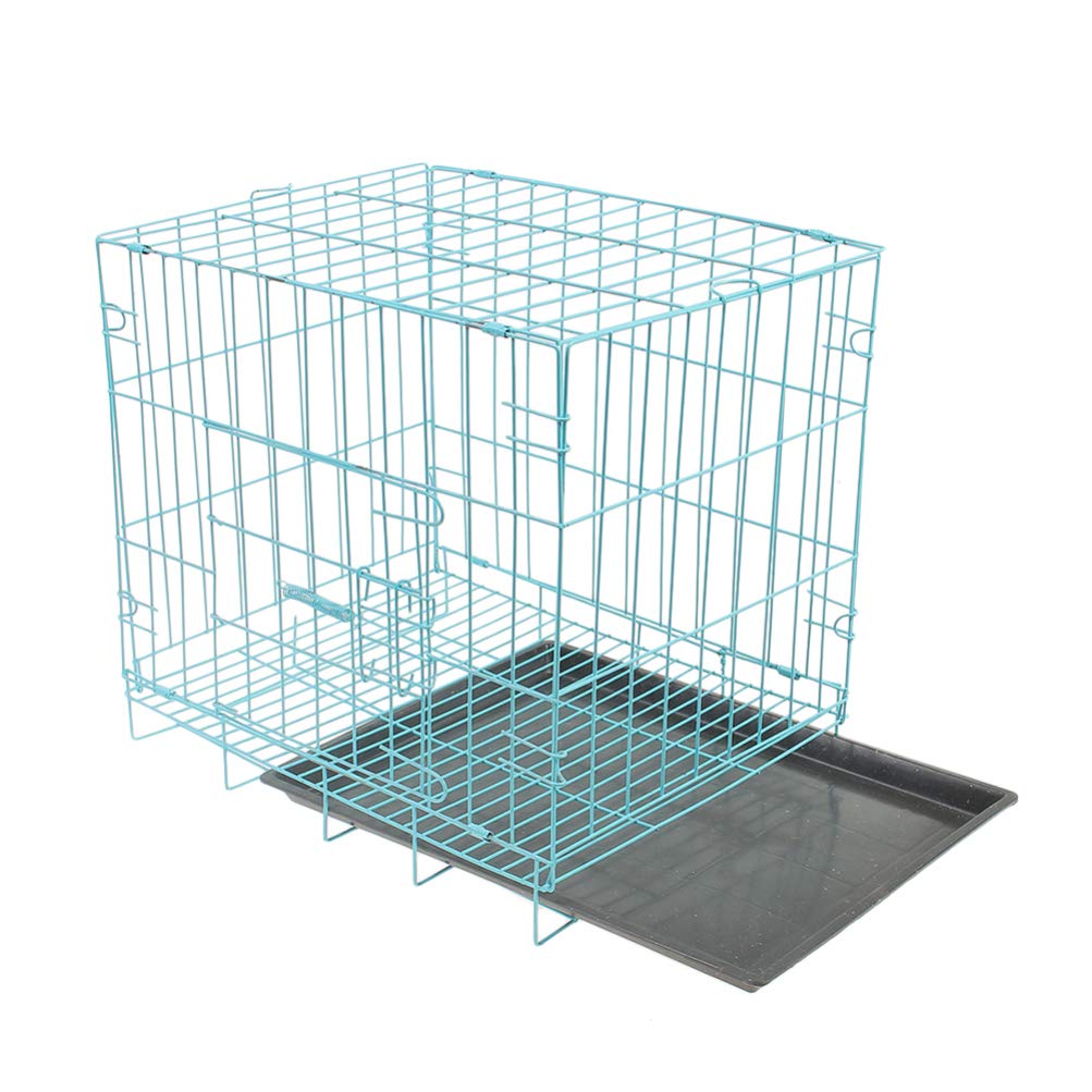 VILLCASE Dog Crate, Foldable Dog Kennel 35cm Dog Cage with Non- Chew Tray for Small Medium Dog Cat Rabbit, Indoor and Outdoor Use (Blue)