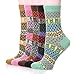 Color City Womens 5 Pairs Colorful Thick Knitting Cotton Crew Socks - Warm Wool Winter Socks,Free Size,Style B