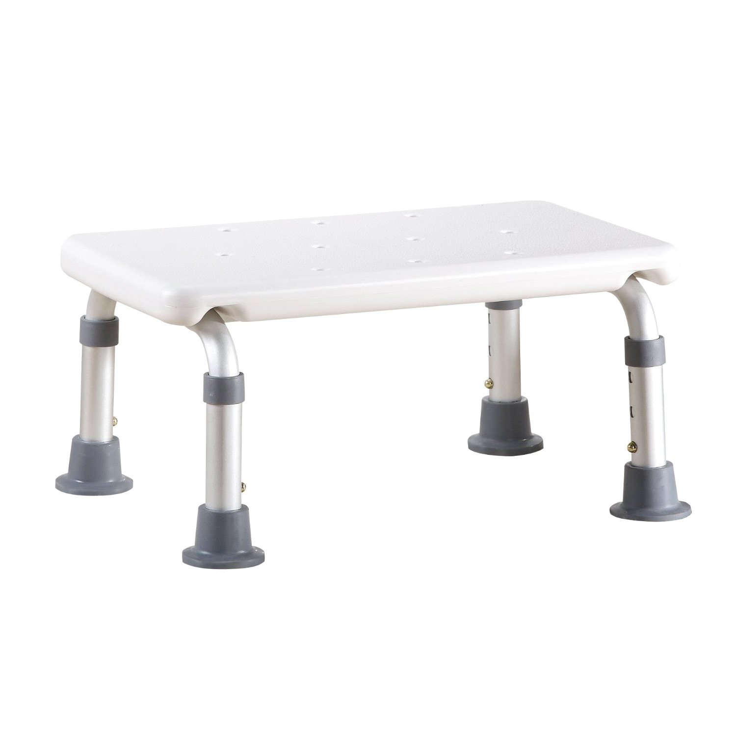 Tritthocker Badhocker H/öhenverstellbar,120kg Tragkraft, Rostfrei, Wei