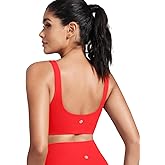 HeyNuts Womens U Back Sports Bra, Scoop Neck Low Impact Workout Yoga Tops Padded with Built in Bras A-D Cups