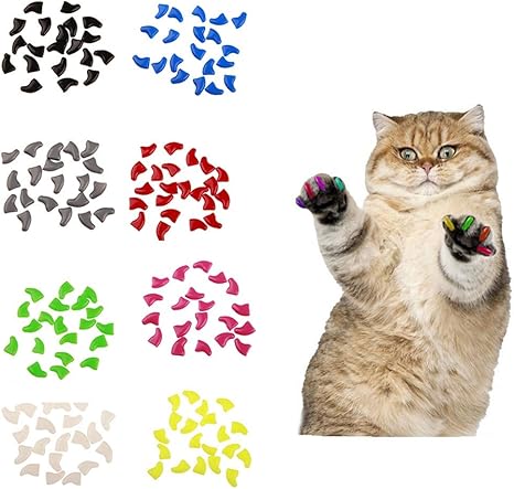 Amazon Co Jp Potelin プレミアム品質 ソフトプラスチック カラフル 猫 ネイルキャップ 足爪プロテクターカバー 接着剤付き ホワイト M Generic