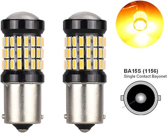 Amazon S25 Led ウインカー シングル バックランプ アンバー オレンジ ピン角180 美光4014smd 60連 アルミヒートシンク ハイフラ防止抵抗内蔵普通車 ハイブリッド車 Hv車 Ev車 対応 Dc12v車用 2個入 汎用バルブ 車 バイク