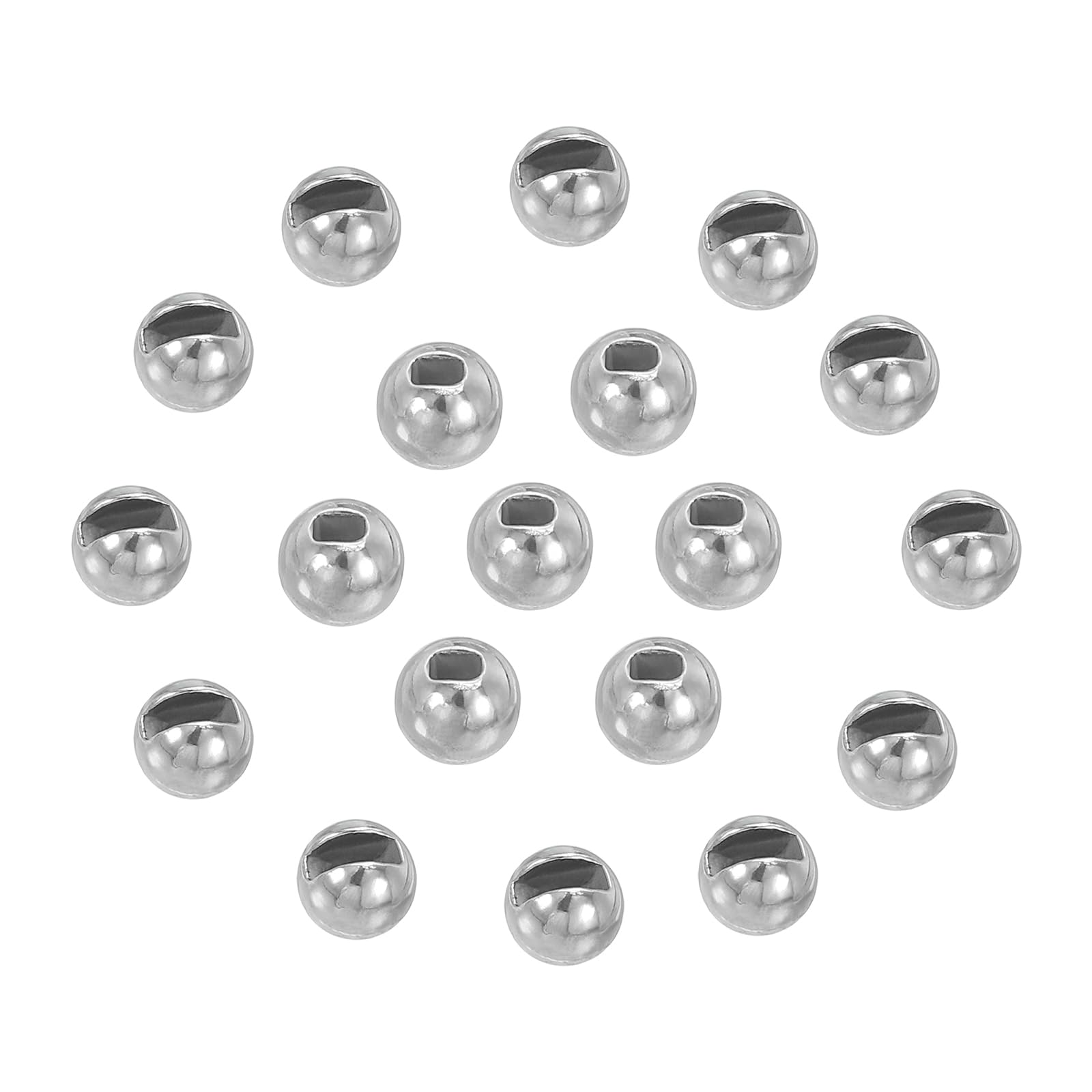 PATIKIL 3.3mm Fly Tying Tungsten Beads, 50 Pcs Tungsten Slotted Beads Tungsten Round Ball Beads for Jig Hooks Fishing Materials, Dark Silver