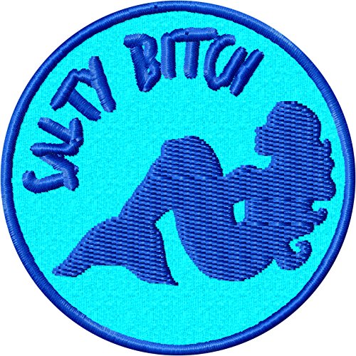 Salty B Mermaid Iron On Applique Patch - Sky Blue, Royal Blue - 2.5" Circle - MADE IN THE USA - Gift wrap available!