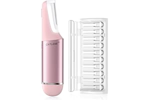 CATLANE Dermaplane Razor for Women Face, Dermaplaning Tool for Face, Sonic Smooth Exfoliation & Peach Fuzz-Hair Removal System with 10 Dermaplaning Blades, Charm Pink