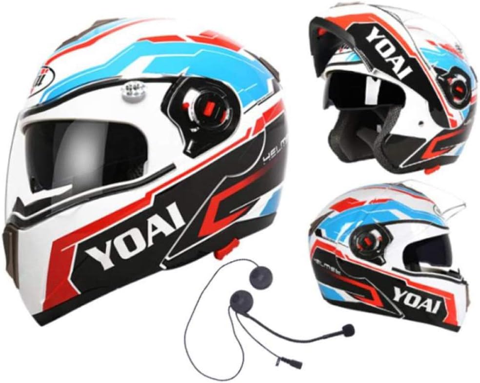 Modular Motorcycle Helmets Bluetooth + FM Flip Up Touring Helmets Built