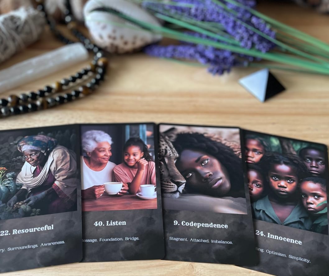 Unspoken Oracle Card Deck - 40 Card Messages from Spirit Guides with Guidebook - Intuition, Self-Love, Clarity, Black Culture, Angels, Heart, Third Eye, and Crown Chakra