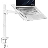 VIVO Single Laptop Notebook Desk Mount Stand, Fully Adjustable Extension with C-clamp, Fits up to 17 inch Laptops, White, STA