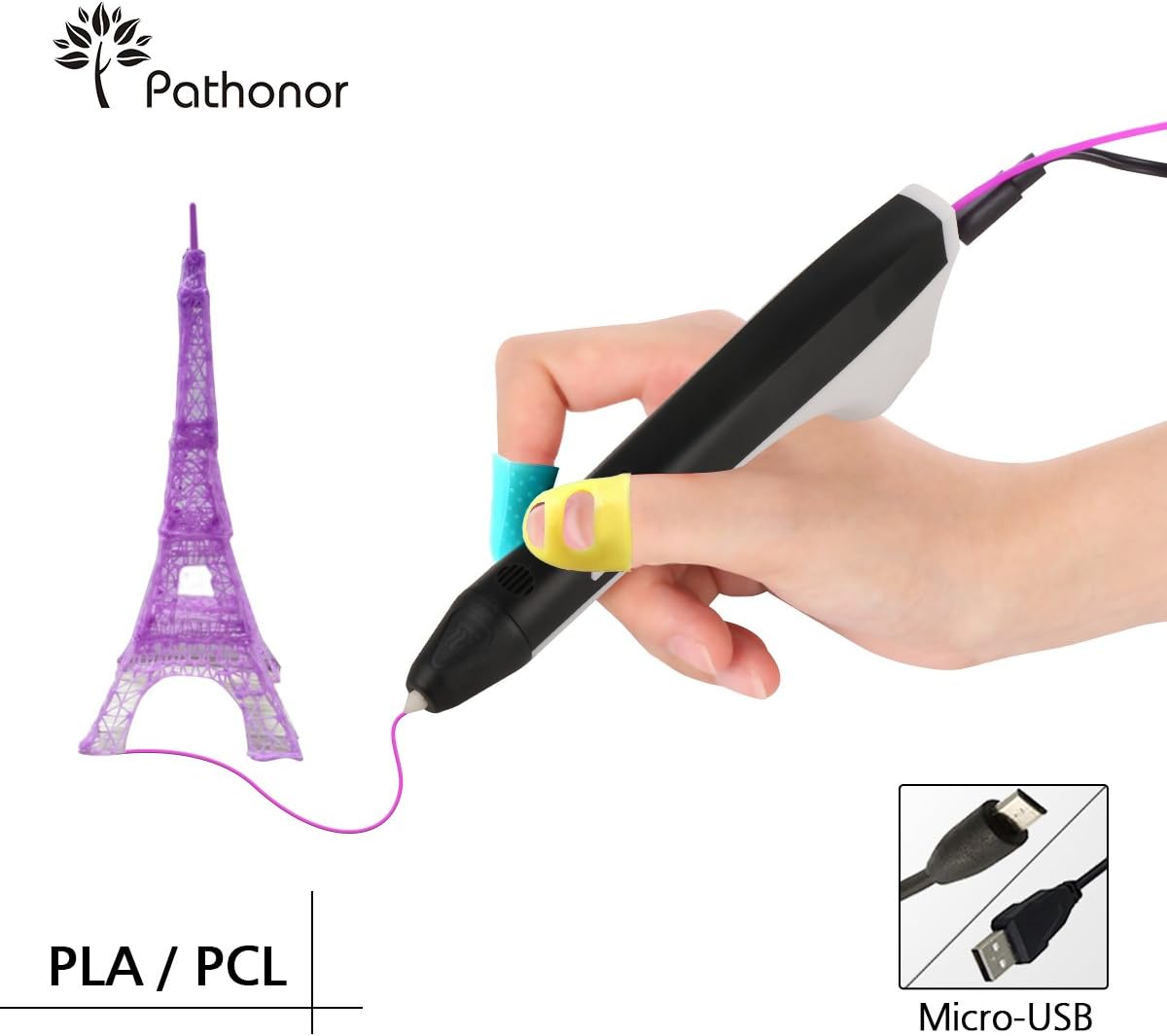 3D Printing Pen Pathonor Intelligent 3D Pen,Compatible with PLA/ABS for Crafting,Perfect Gift for Kids, Adults