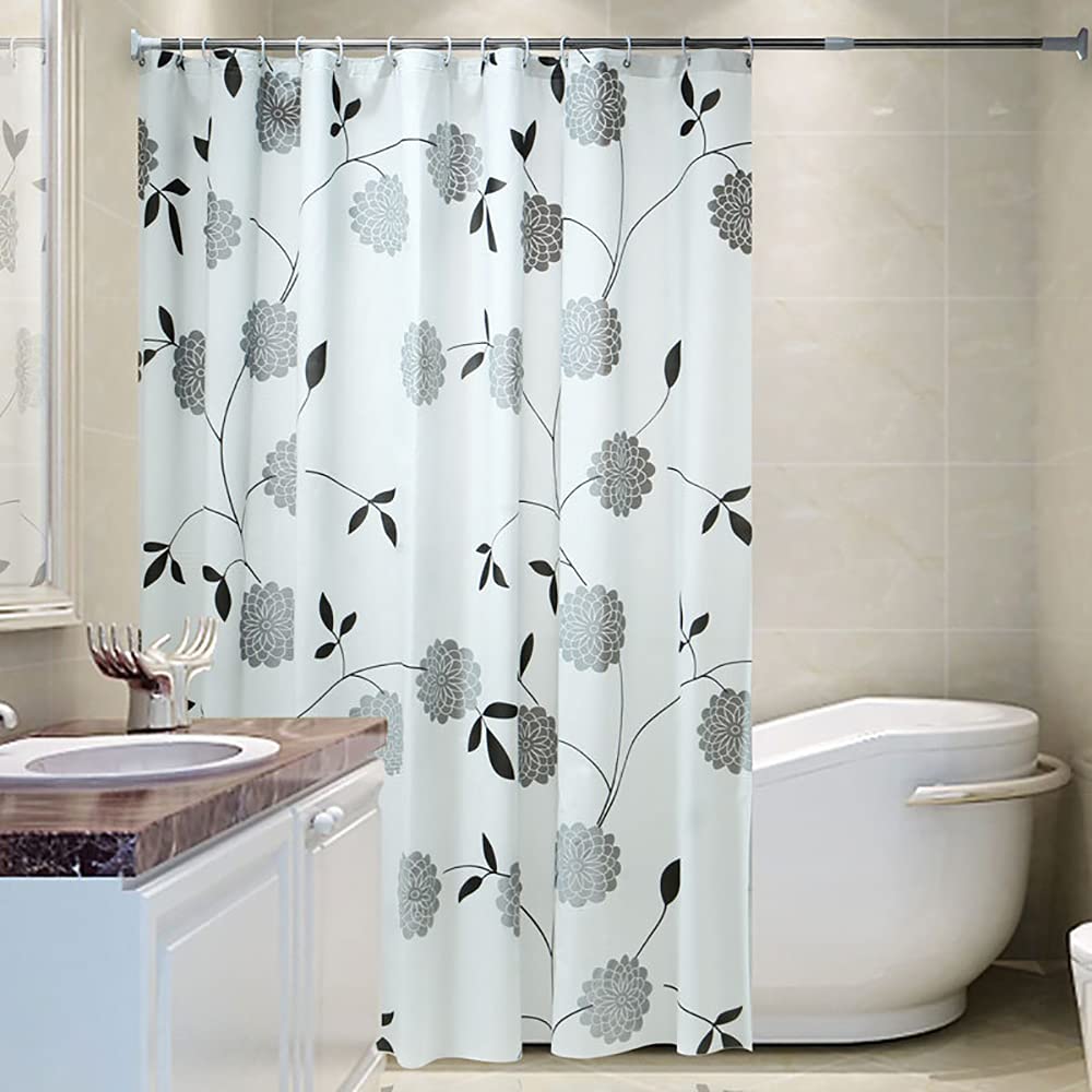 通用 Shower Curtains Floral Extra Long Wet Room Curtain Liners of 220CM/240CM Drop - Mould Proof Resistant & Waterproof Shower Curtains for Bathroom (180x200 CM)
