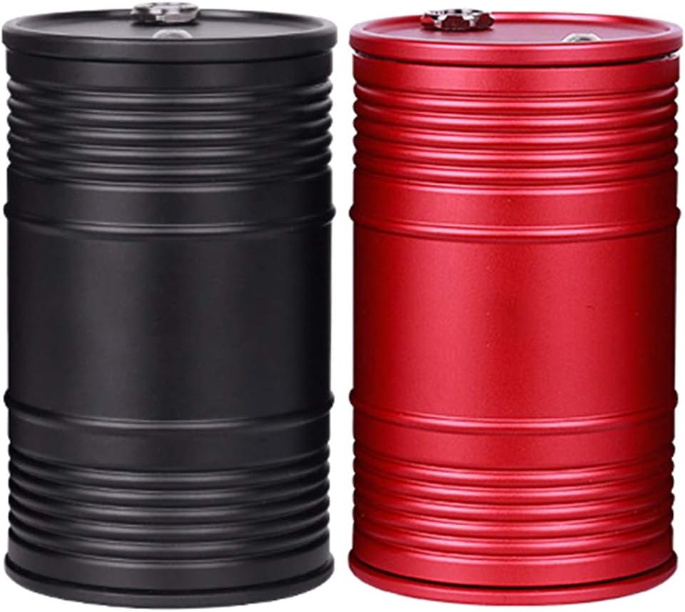 NAGU Ashtray Portable Ashtray with Lid Aluminum Alloy Oil Drum Shape Detachable High Temperature Resistance Ashtray for Indoor,Red,Black, Cigarette Ashtray