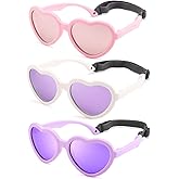 GLARDEFE Kids Heart Polarized Sunglasses - TPEE Rubber Flexible Toddler Sunglasses with Strap for Girls Boys Age 2-8