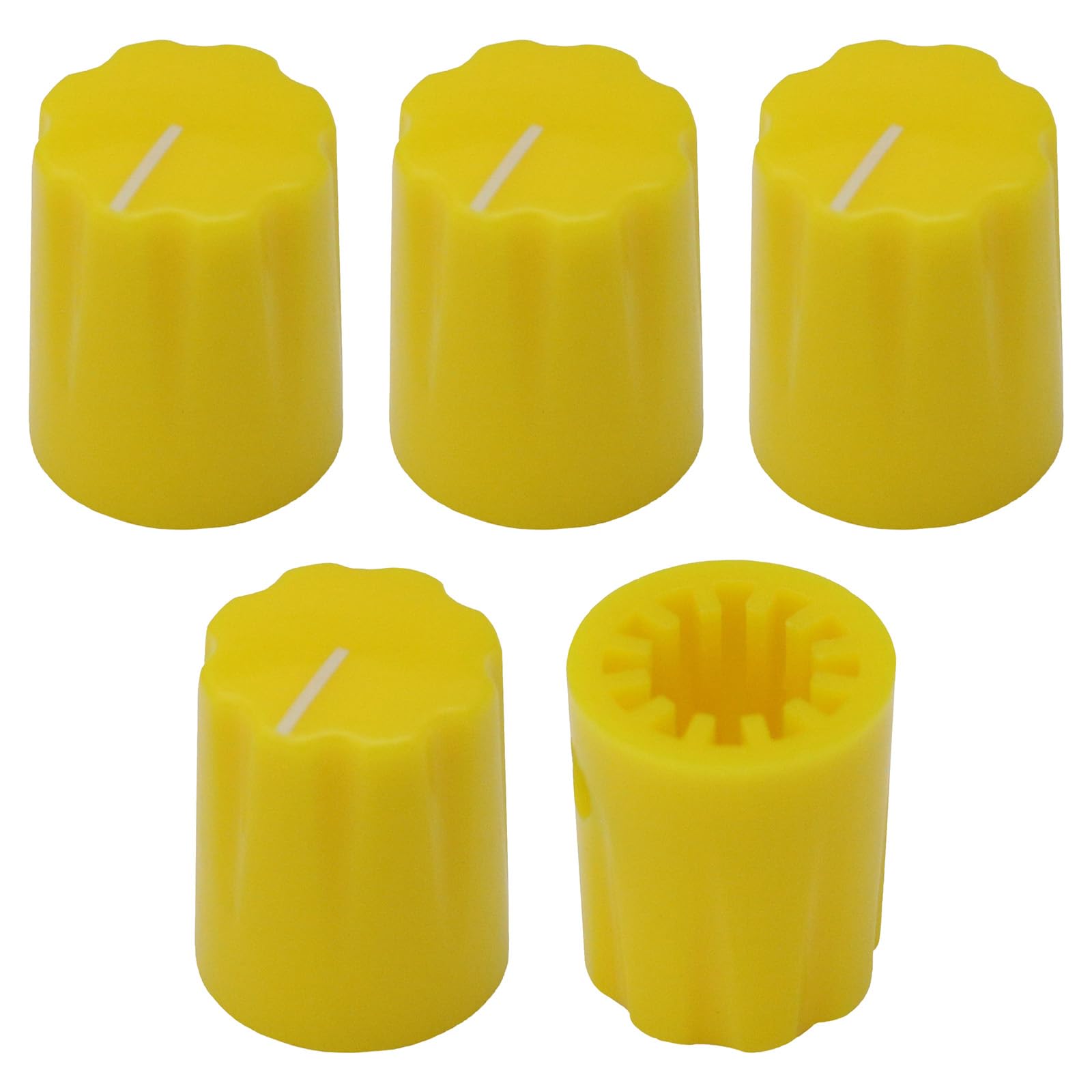 6.4mm Hole Tall Davies Style Instrument/Pedal Control Knob Pack of 5 (Yellow)