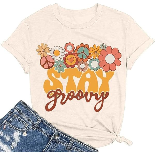 Amazon.com: Retro Stay Groovy Shirt for Women Hippie 70s T