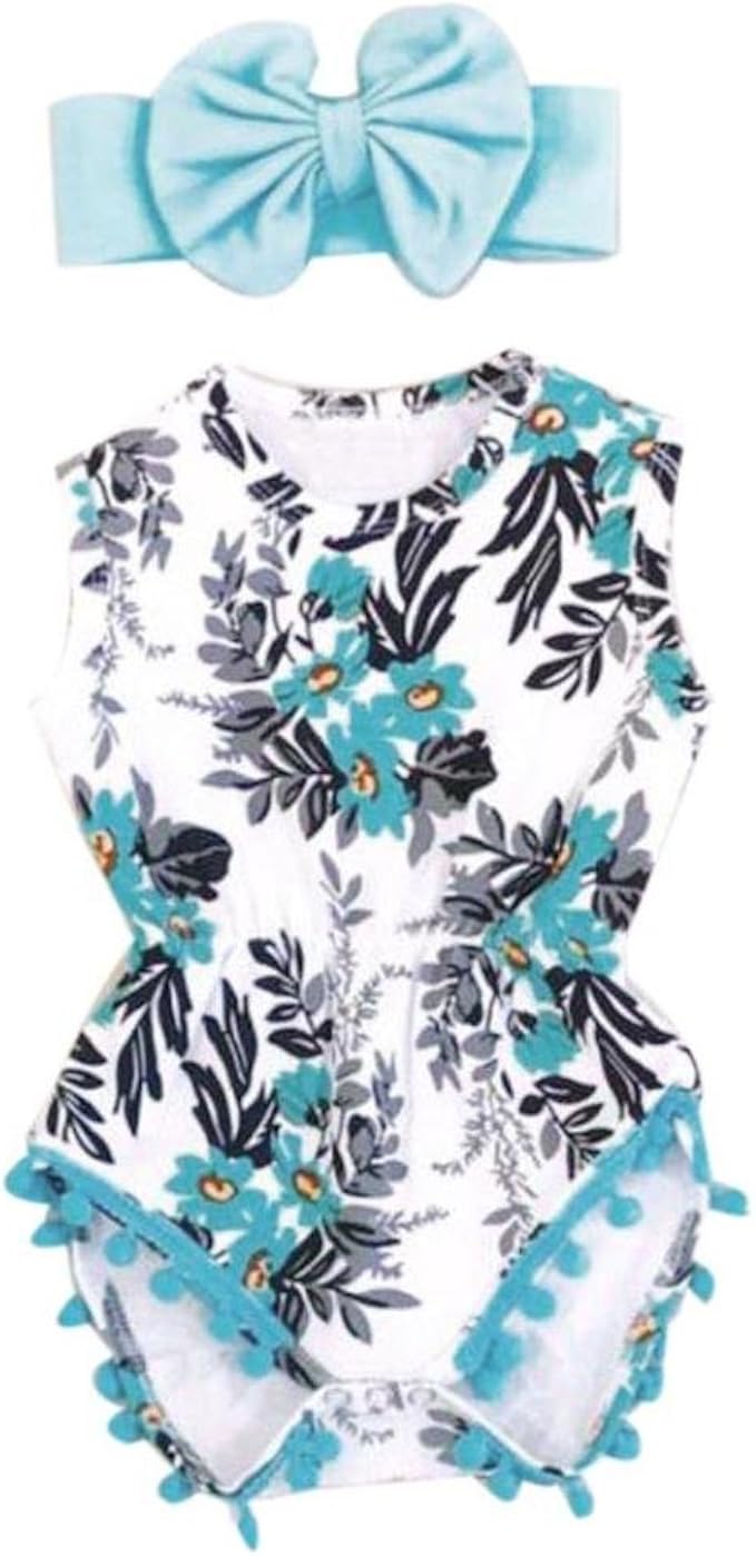 Barboteuse Combinaison Bandeau 2pcs Nouveau Ne Enfant Bebe Fille Imprimer Mounter Ensemble De Fille Vetements 3 18 Mois Bleu 0 3 Mois Ete A Manches Courtes Vetements Bebe