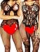 Daisland 2 Women Lingerie Mesh Fishnet Sleepwear Bodystocking Babydoll Bodysuit (1 Black 0313 1 Black 018, Plus)