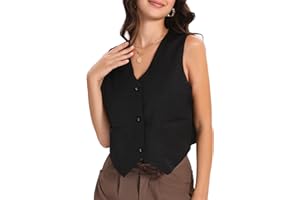 Xeoxarel Women's Linen Vests Crop Tank Tops (S-2XL)