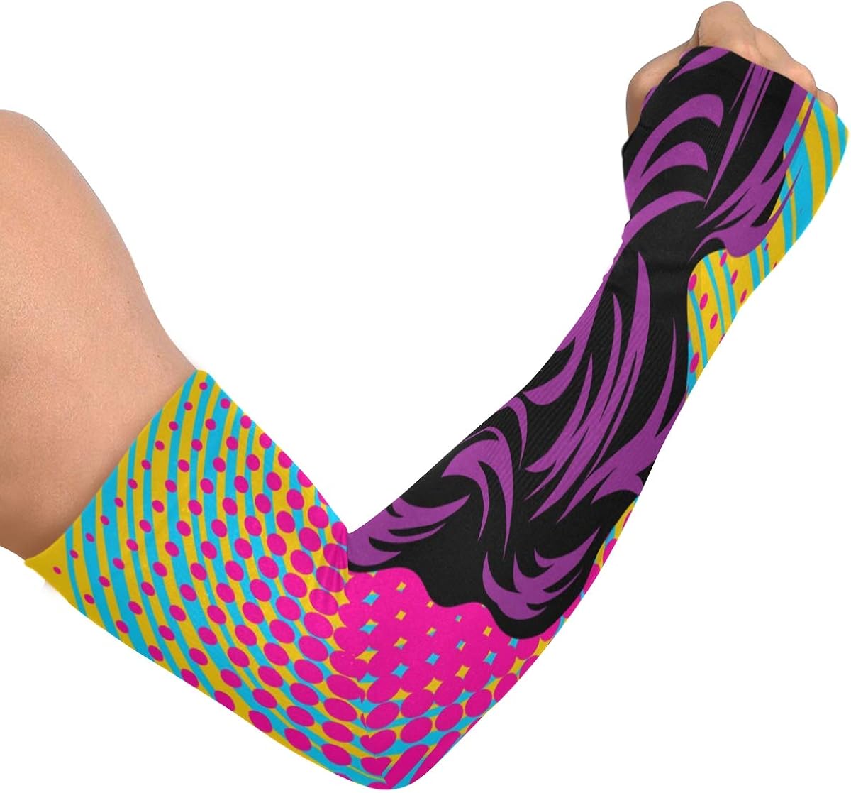 Arm Sleeves for Men, Black Young Woman Compression Sleeves,UV Sun Sleeves,Seamless