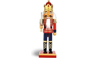 NUTCRACKER BALLET GIFTS Christmas Holiday Wooden Nutcracker 10 inch Figure Soldier King with Traditional Red, White, and Blue Uniform and Sparkle Rhinestone Details,