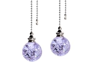 LONGSHENG - SINCE 2001 - 2PCS Purple Pull Chain Crystal Glass Ice Cracked Ball Pull Chain for Ceiling Fan Light Decoration 50cm Extension Chain