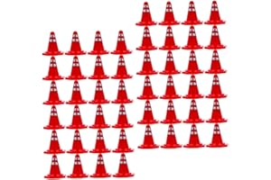PAMINGONO 60pcs Small Traffic Road Cones and Signs Playset for Architecture Display with Realistic Plastic