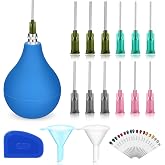 Dandat 34 Pcs Pottery Tools Supplies Ceramic Precision Applicator Slip Trailing Bottles Ceramic Precision Tips Applicator 3 Ounce Clay Tools Set Needle Tip Squeeze Bottle for Pottery Glaze(Blue)