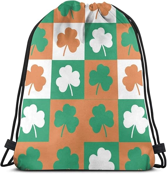 Drawstring Bag Clovers Ireland Flag Unisex Lightweight Travel String