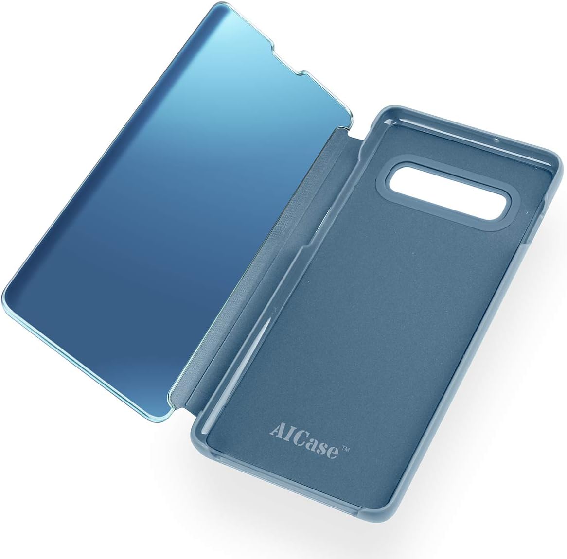 Case for Samsung Galaxy S10 Plus Case Stand Flip Case Clear View Cover Flip Case (Blue) - Image 3
