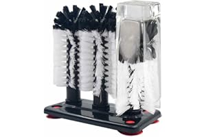 Water Glass Washer - Glass Bottle Cleaner Brush, Glasses Washer Brush Cleaner, Long Handle Bristle Brushes with 3 Heads | Non