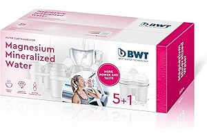 BWT Magnesium Mineralized Water Filter, 6-Pack - Long Life Mg2+ Cartridge for Water Filters, 6x120L Capacity, Maximum Protection for Espresso Machines