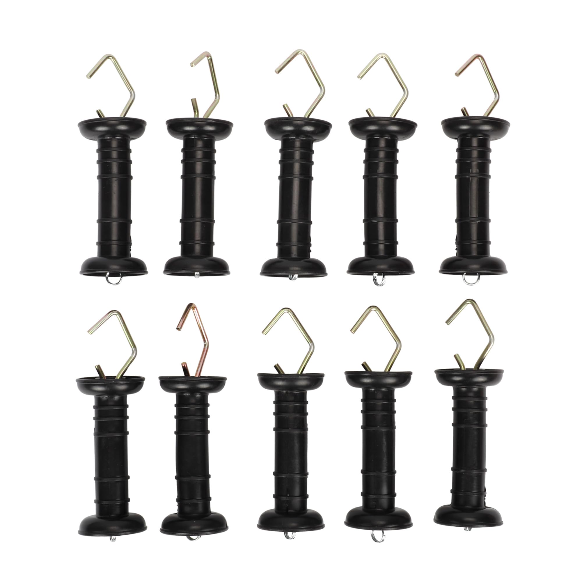 awagas 10 Pack Electric Fence Spring Gate Handles, V-Shaped Ranch Fence Accessories, Simple Tension Spring Fence Handle for Electric Fence, Black