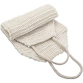 35.5" Long Exfoliating Washcloth Shower Loofah with Handle for Women, Natural Body Scrubber Back Cleaner for Shower, Double Layer Extra Rough Bath Scrubber for Body