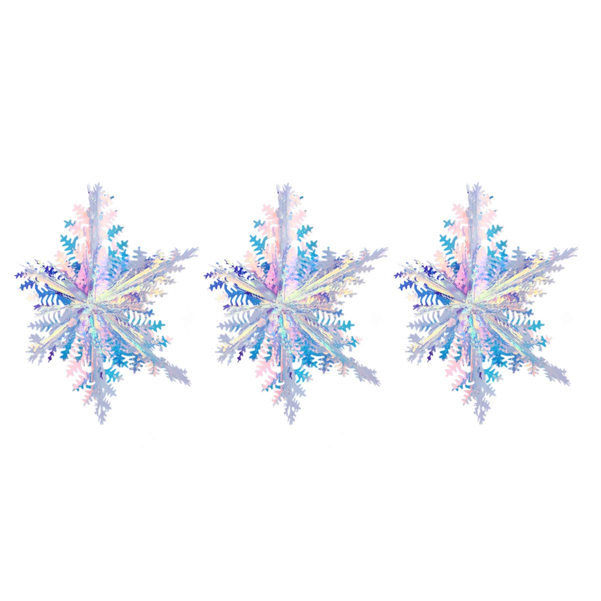 3pcs Christmas Ornaments Ball Snowflake Iridescent Decoration Hanging Tree Pendants Party Supplies for Wedding Party Christmas Decor 40CM