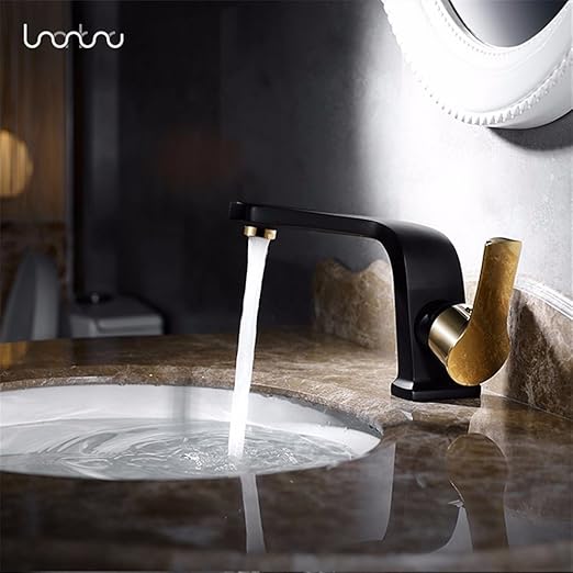 Amazon Com Modern Kitchen Faucet Solid Brass Sprayer Kitchen Mixer Taps Black Copper Hot And Cold Basin Faucet Retro Single Hole Single Under Counter Basin European Black Gold Faucet Kitchen Dining