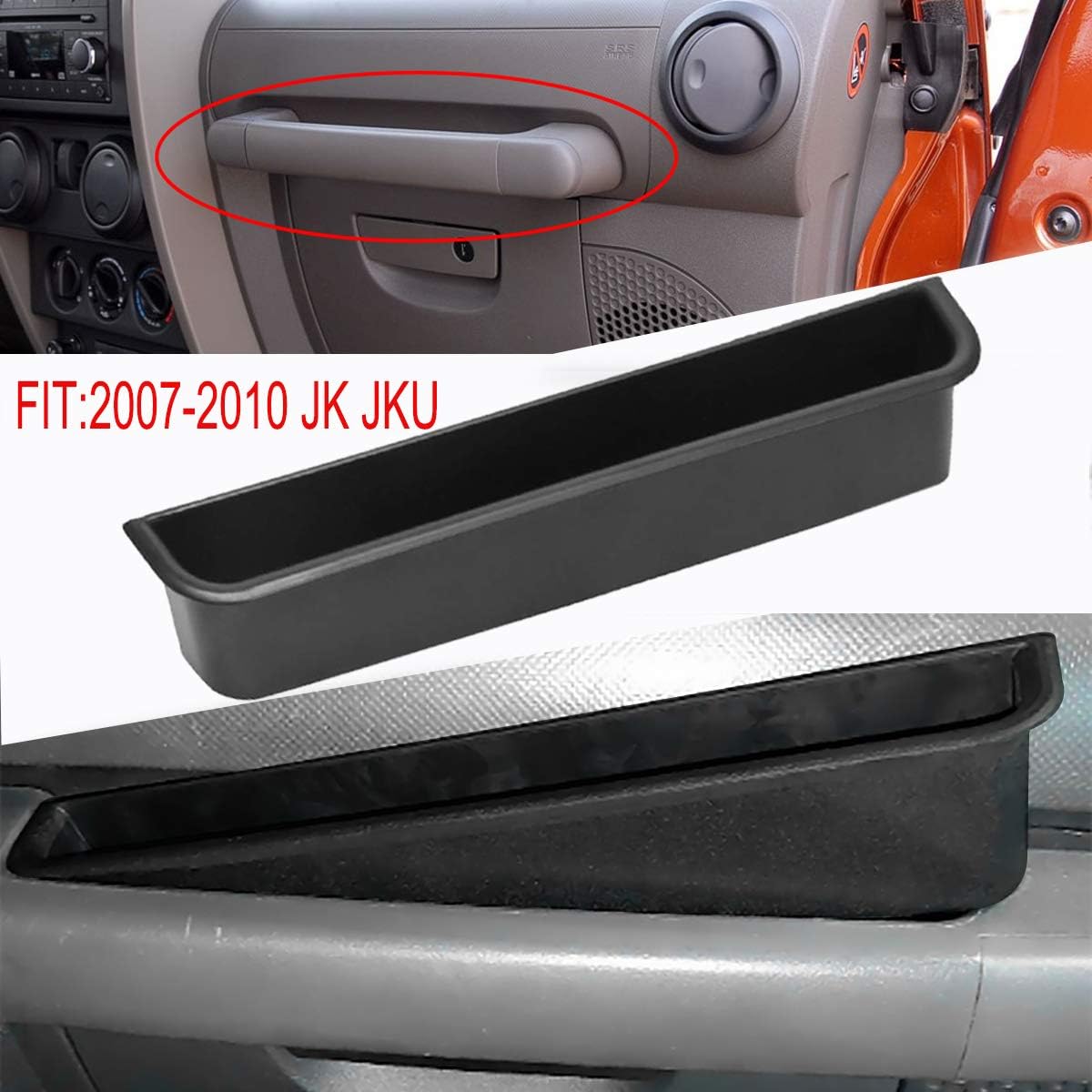 DEF Passenger Grab Handle Storage Box Storage Tray Organizer Black for Jeep Wrangler JL JLU 2/4 Door (2007-2010 JK JKU)