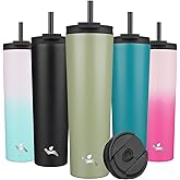 Konokyo 34 OZ Insulated Tumbler with Lid and 2 Straws Stainless Steel Water Bottle Vacuum Travel Mug Coffee Cup,ArmyGreen