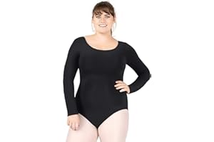 Adult Plus Size Long Sleeve Cotton Leotard TH5507W