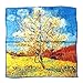 Wrapables 100% Charmeuse Silk Square Scarf Neckerchief, Van Gogh’s, Peach Tree in Bloom