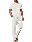 COOFANDY Mens Casual Linen 2 Piece Outfit Set